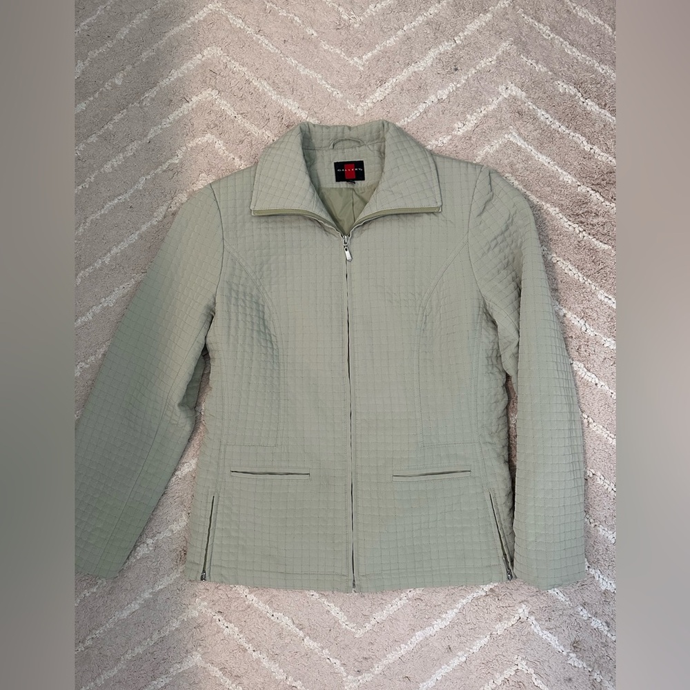 Gallery Women’s Jacket Green Quilted Zip Fitted Coat Large